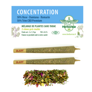Cône pré-roulé | Mélange de plantes & fleurs CBD “CONCENTRATION” - x2