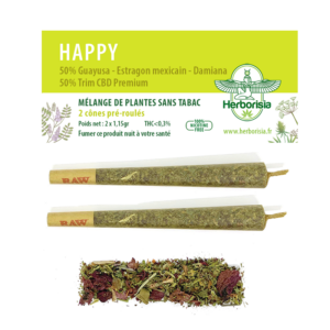 Cône pré-roulé | Mélange de plantes & fleurs CBD “HAPPY” - X2