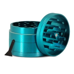 Grinder turquoise en alu pour herbes, plantes sèches et CBD