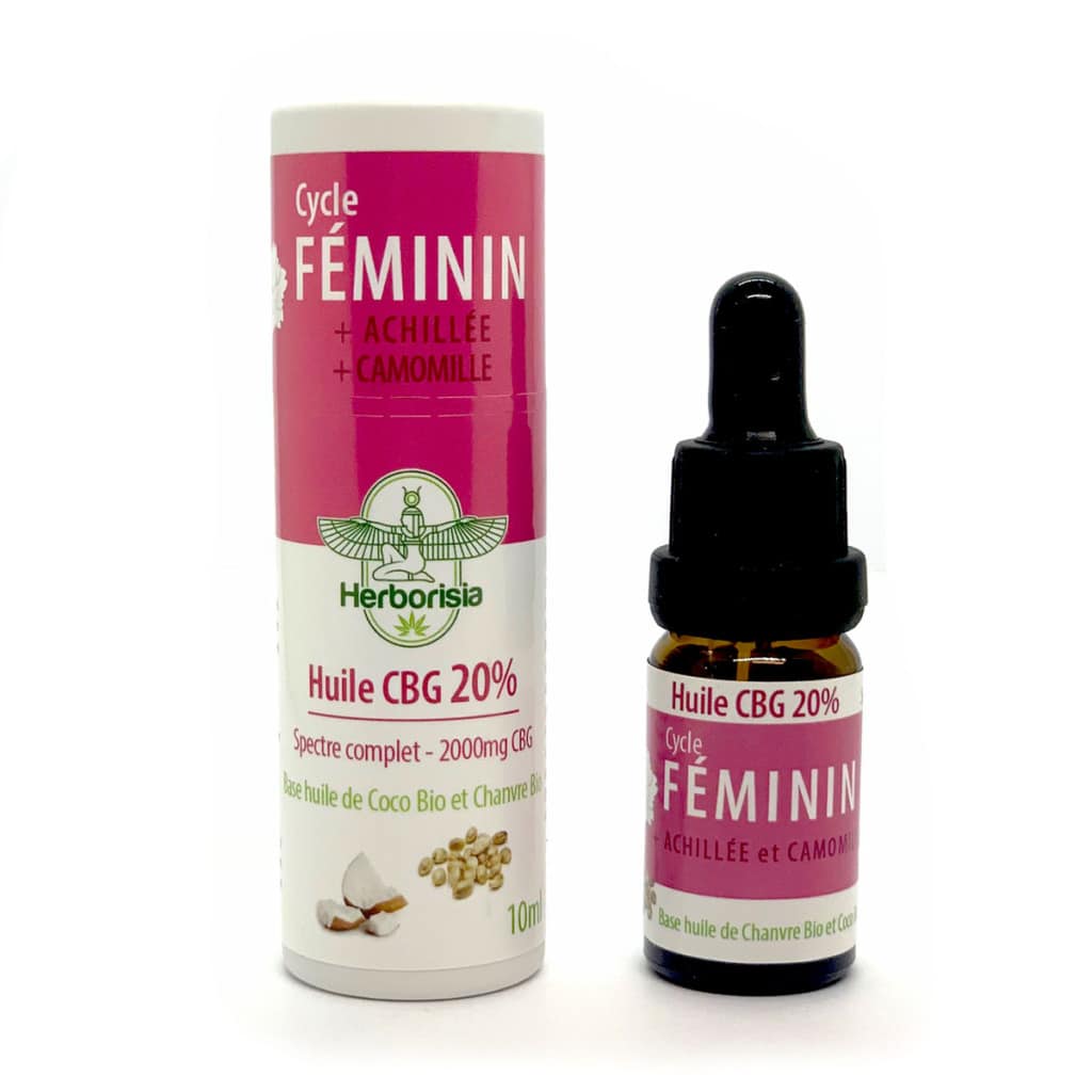 Huile 20% CBG "Cycle Féminin" - Achillée & Camomille Romaine | Règles douloureuses & endométriose