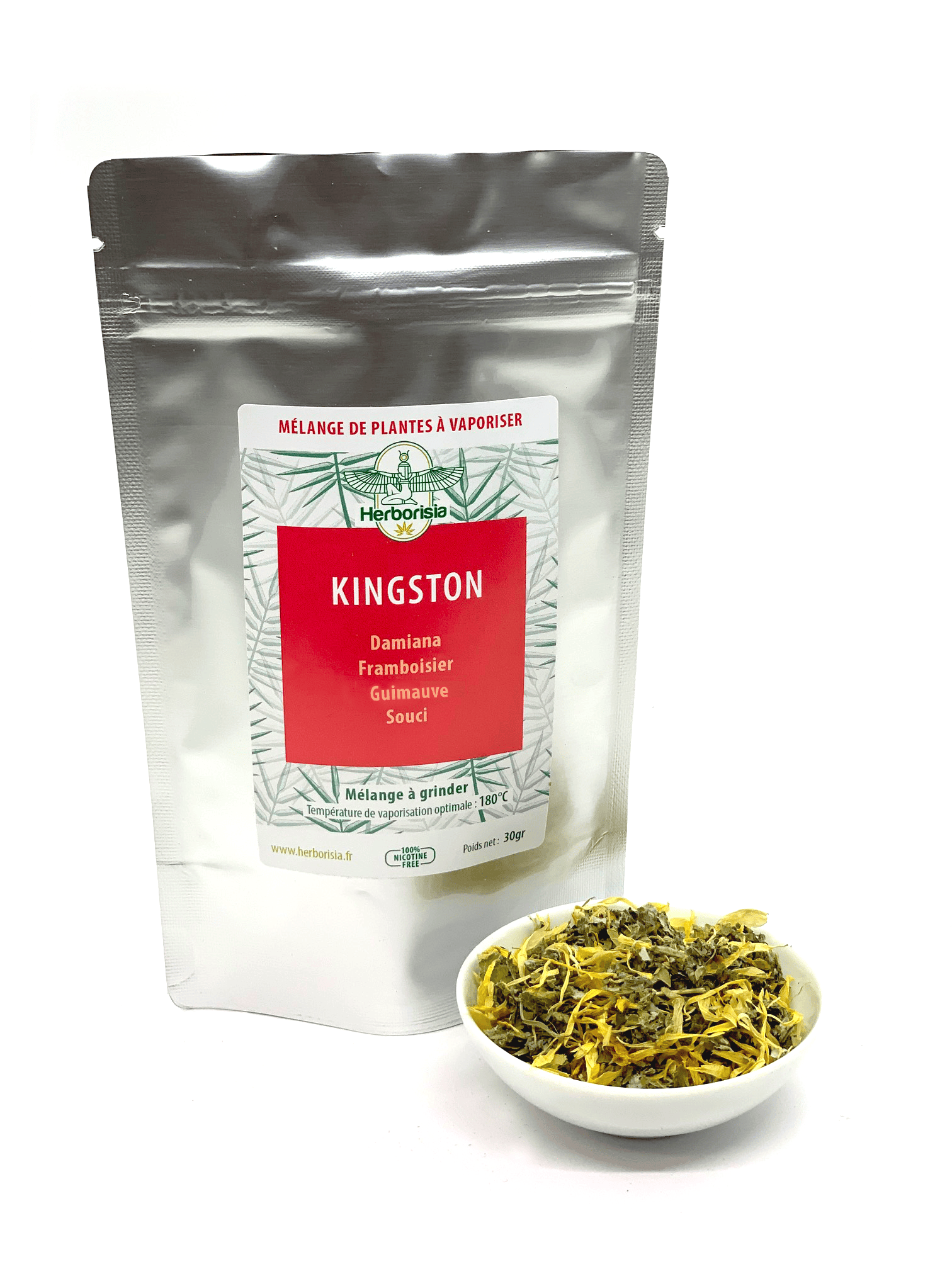 Substitut de tabac | Mélange de plantes & Damiana "KINGSTON" 1 Substitut de tabac | Mélange de plantes à vaporiser 100% naturelles - “KINGSTON”