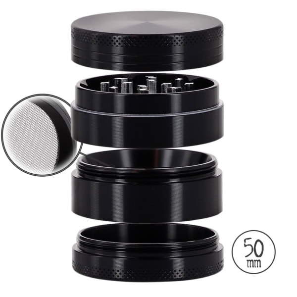 Grinder noir en alu pour herbes, plantes sèches et CBD