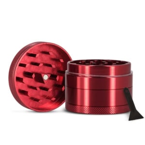 Grinder rouge en alu pour herbes, plantes sèches et CBD