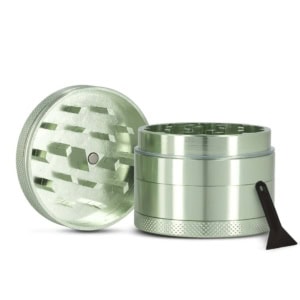 Grinder vert clair en alu pour herbes, plantes sèches et CBD