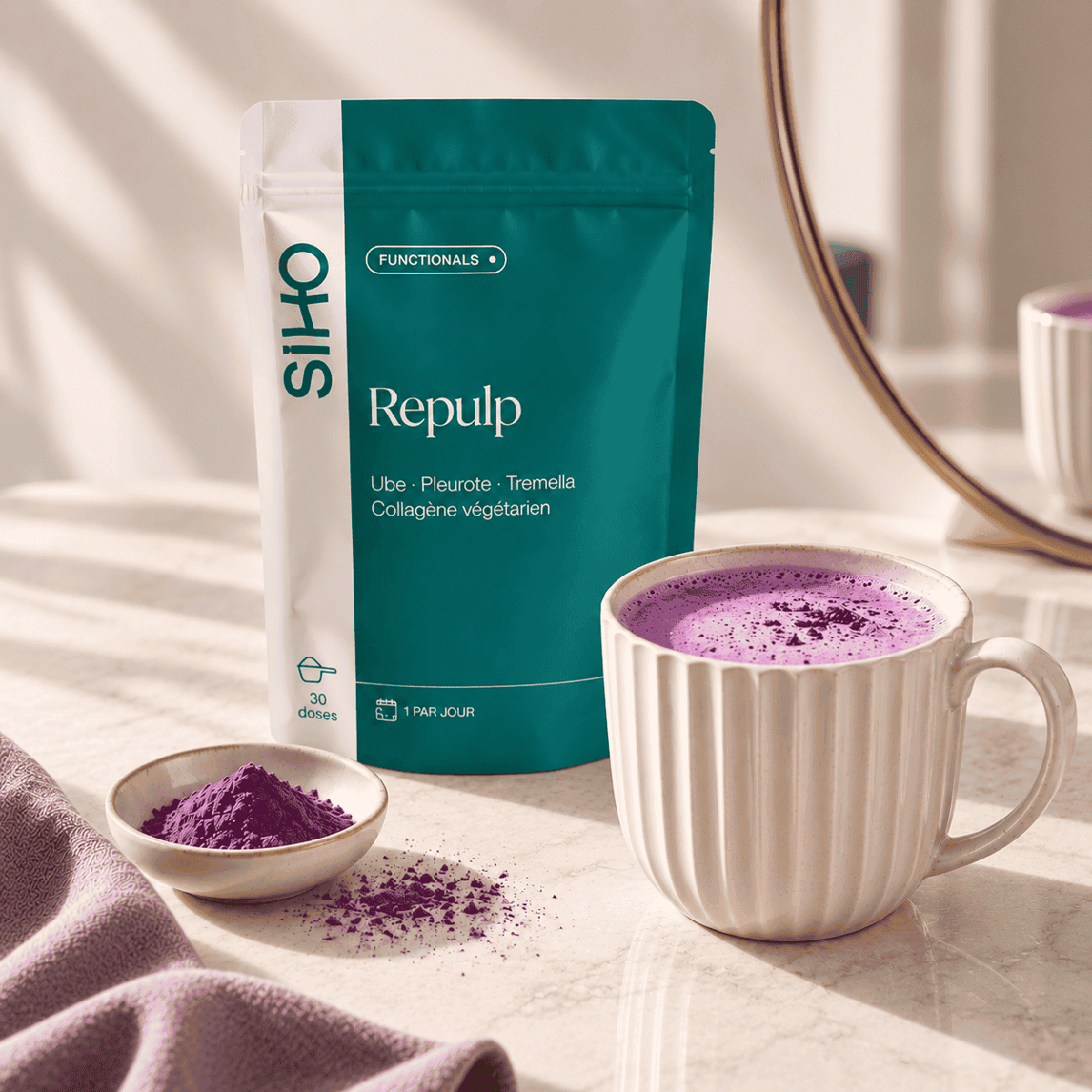 REPULP- Boisson fonctionnelle Ube Pleurote Tremella | Peau Fermeté Teint - Poudre 30 doses 1 REPULP- Boisson fonctionnelle Ube Pleurote Tremella | Peau Fermeté Teint - Poudre 30 doses